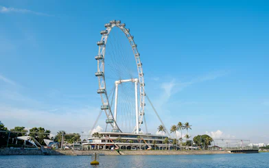 Singapore Flyer against blue sky during The Original DUCKtours Singapore.