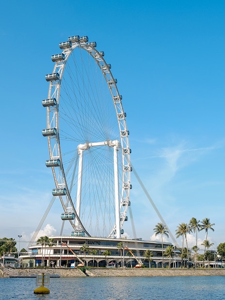 Singapore Flyer against blue sky during The Original DUCKtours Singapore.