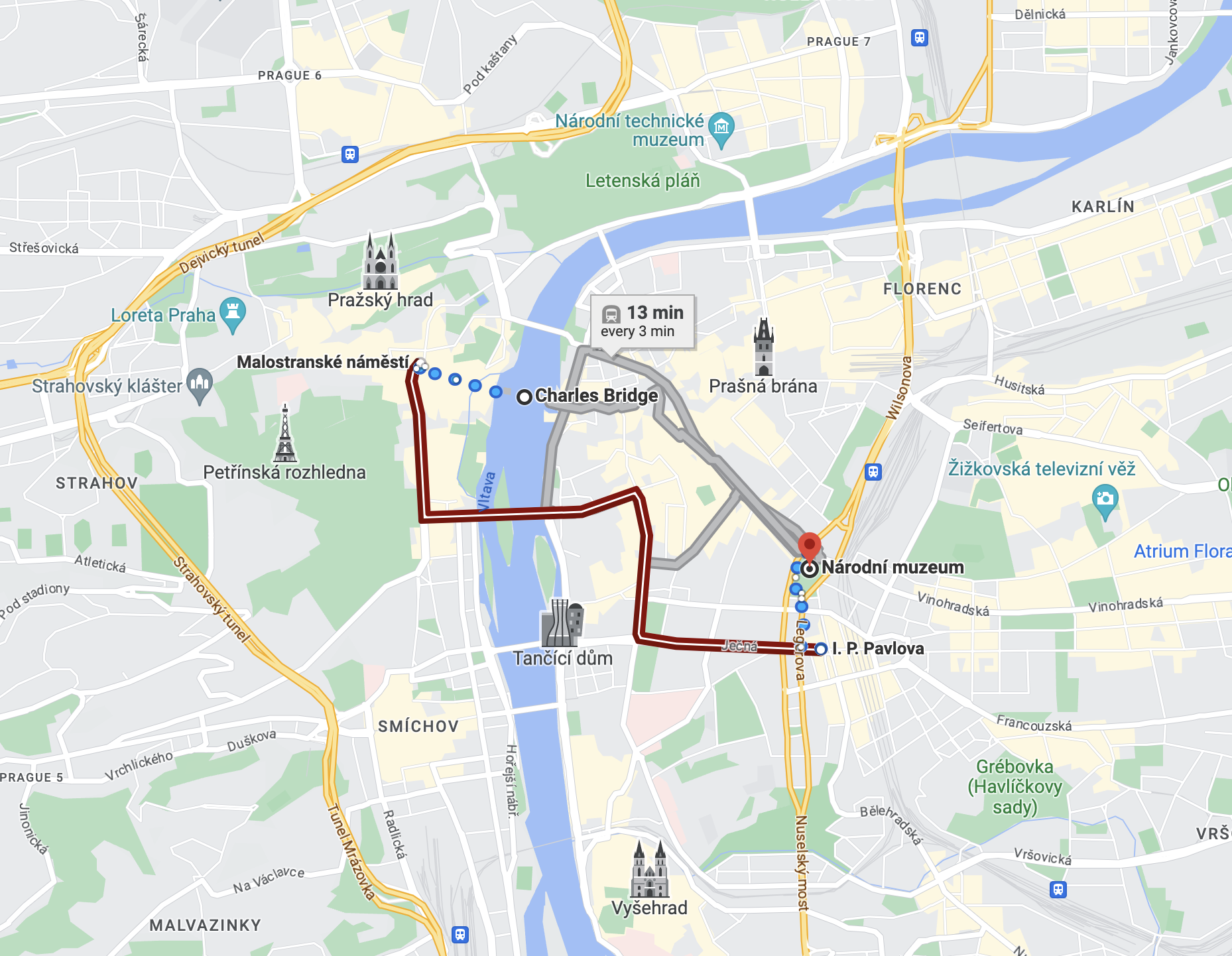 Getting to Prague National Museum By Tram and Metro Combination