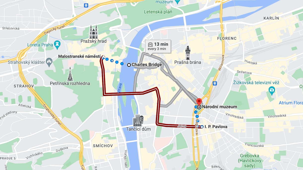 Getting to Prague National Museum By Tram and Metro Combination