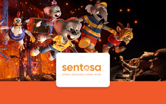 Animated characters enjoying a 4D adventure at Sentosa, Singapore.