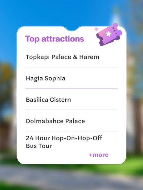 Topkapi Palace Gate of Salutation with list of top attractions in Istanbul.