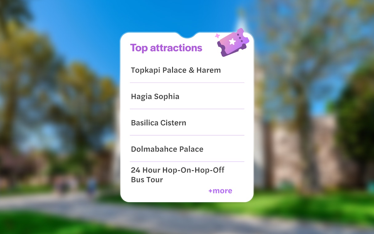 Topkapi Palace Gate of Salutation with list of top attractions in Istanbul.