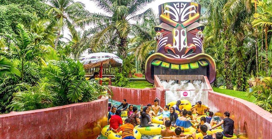 Visitors on the lazy river at A'Famosa Melaka Waterpark