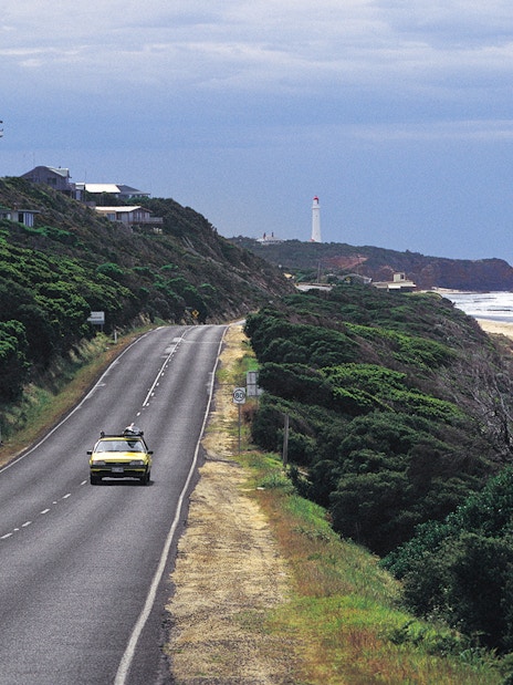 Great Ocean Road with lighthouse and beach view, Australia.