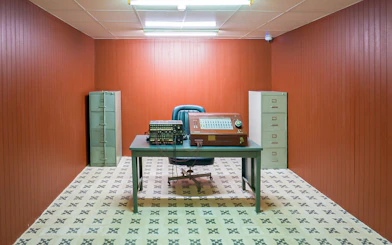 Antique radio transmitter in bunker room, Independence Palace, Vietnam.