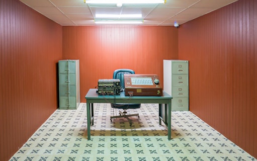 Antique radio transmitter in bunker room, Independence Palace, Vietnam.