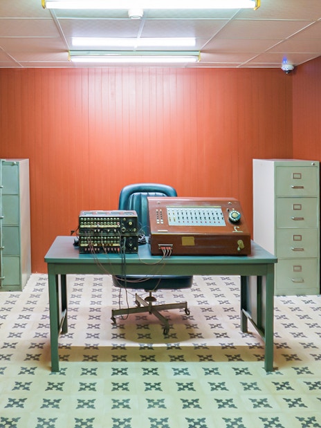 Antique radio transmitter in bunker room, Independence Palace, Vietnam.