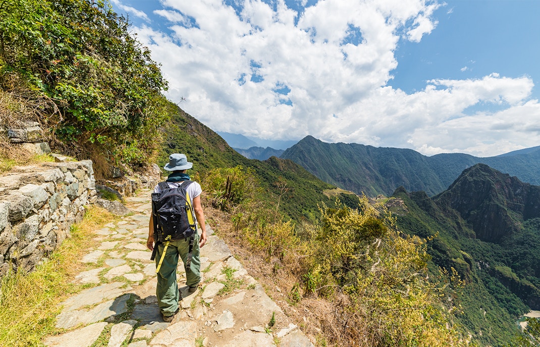 Panoramic view of Vilcanota Valley with Machu Picchu in the background.