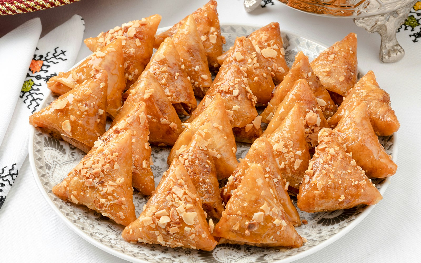 Briouates served at a dinner show in Marrakech, Morocco.