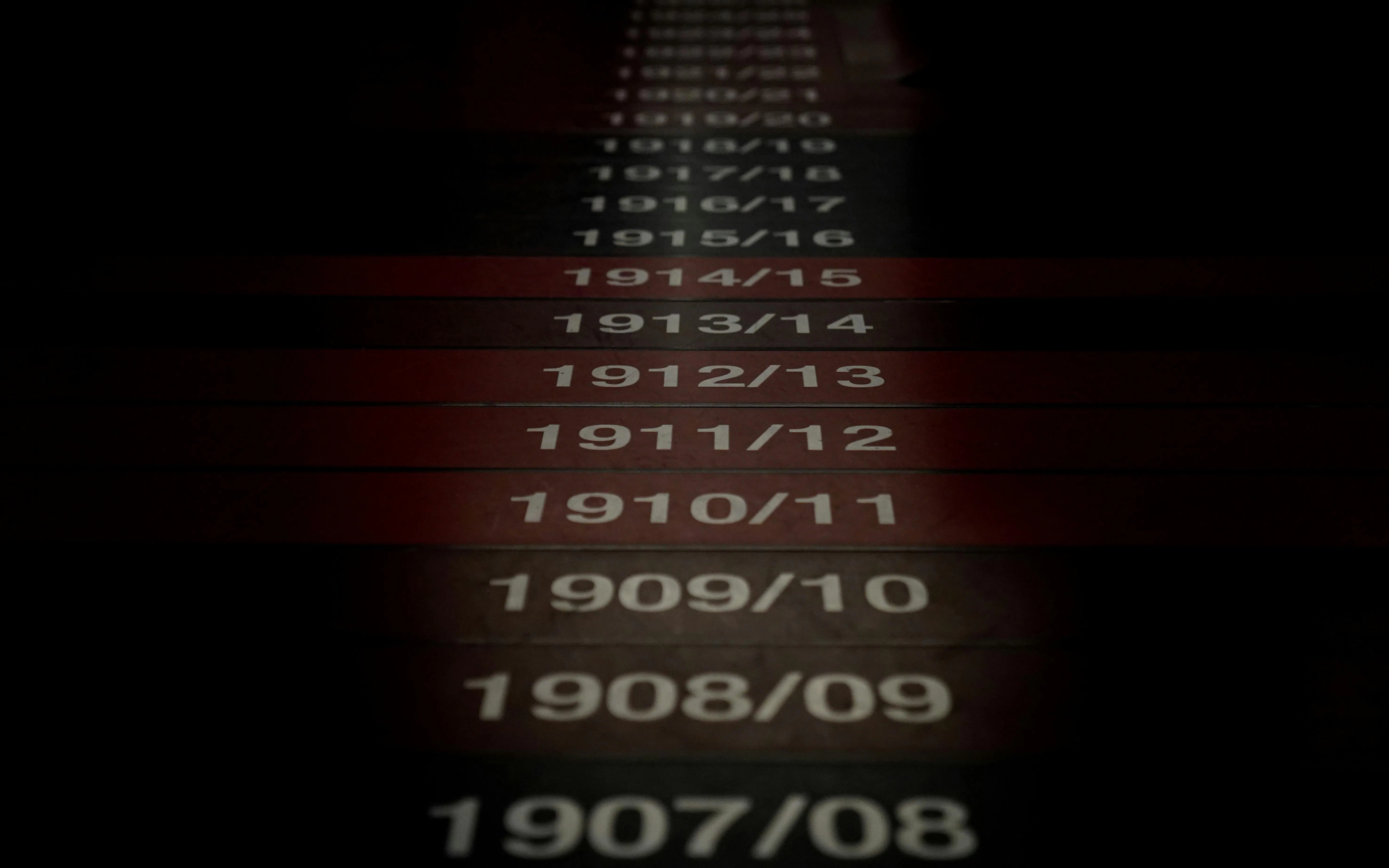 Historic timeline display at Casa Milan Museum, Italy.