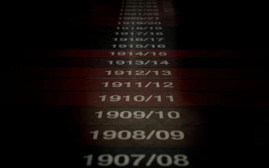Historic timeline display at Casa Milan Museum, Italy.