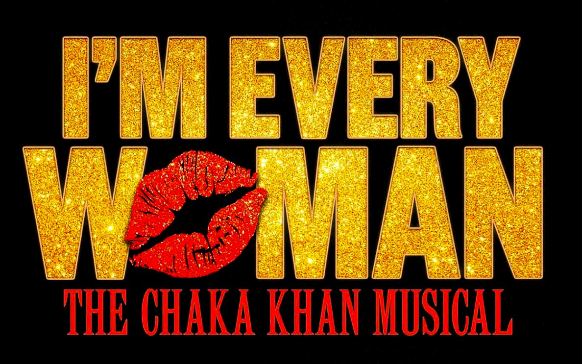 I’m Every Woman musical logo with red lips graphic.