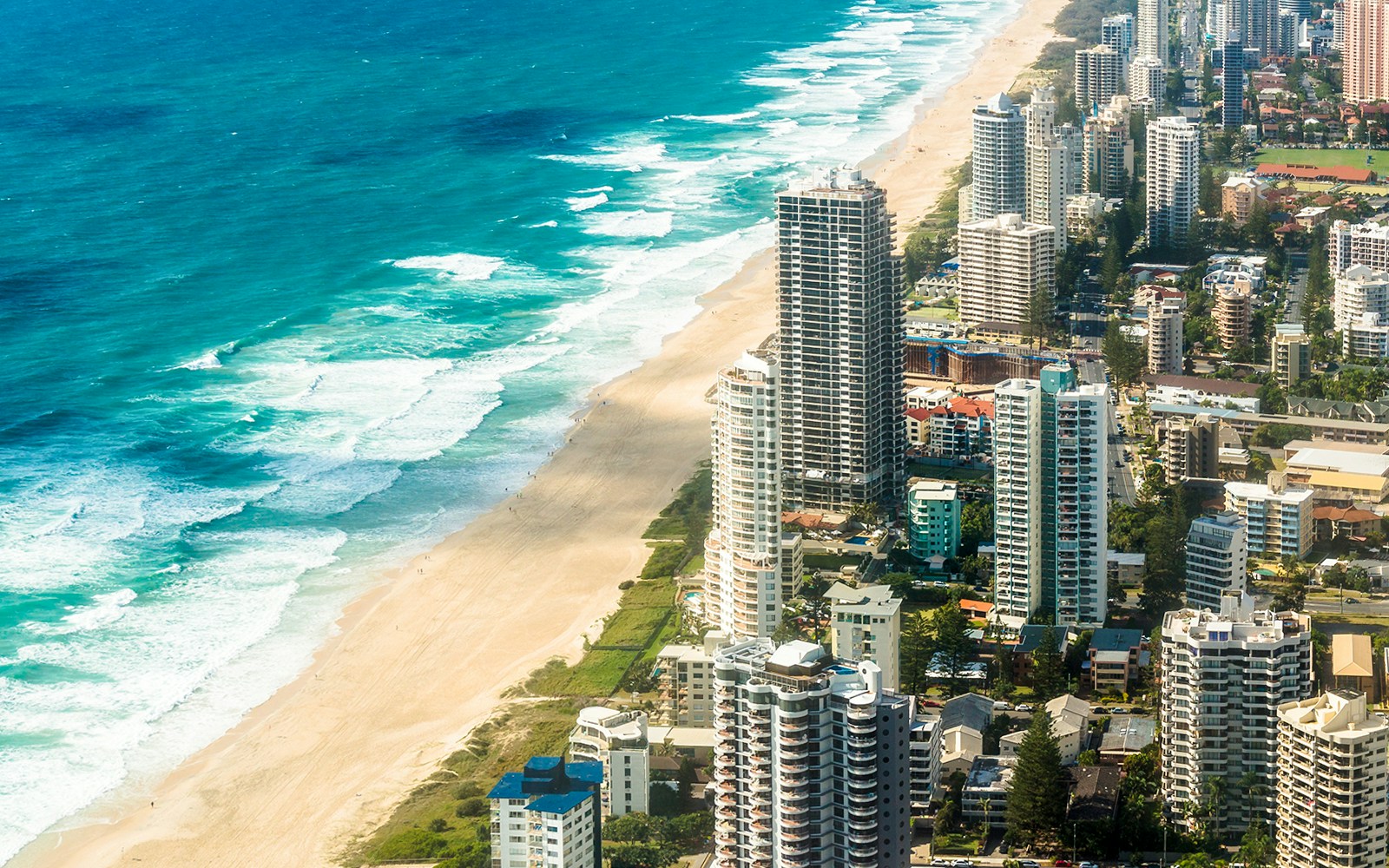 Aerial view of Gold Coast's Surfers Paradise beach