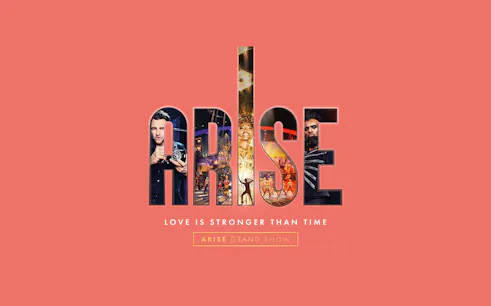 ARISE Grand Show poster with performers and stage elements.