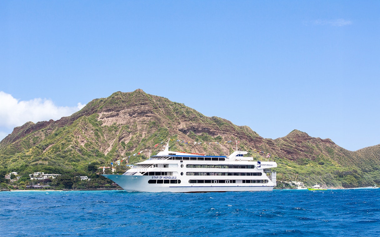 Star of Honolulu cruise ship sailing near Diamond Head, Oahu.