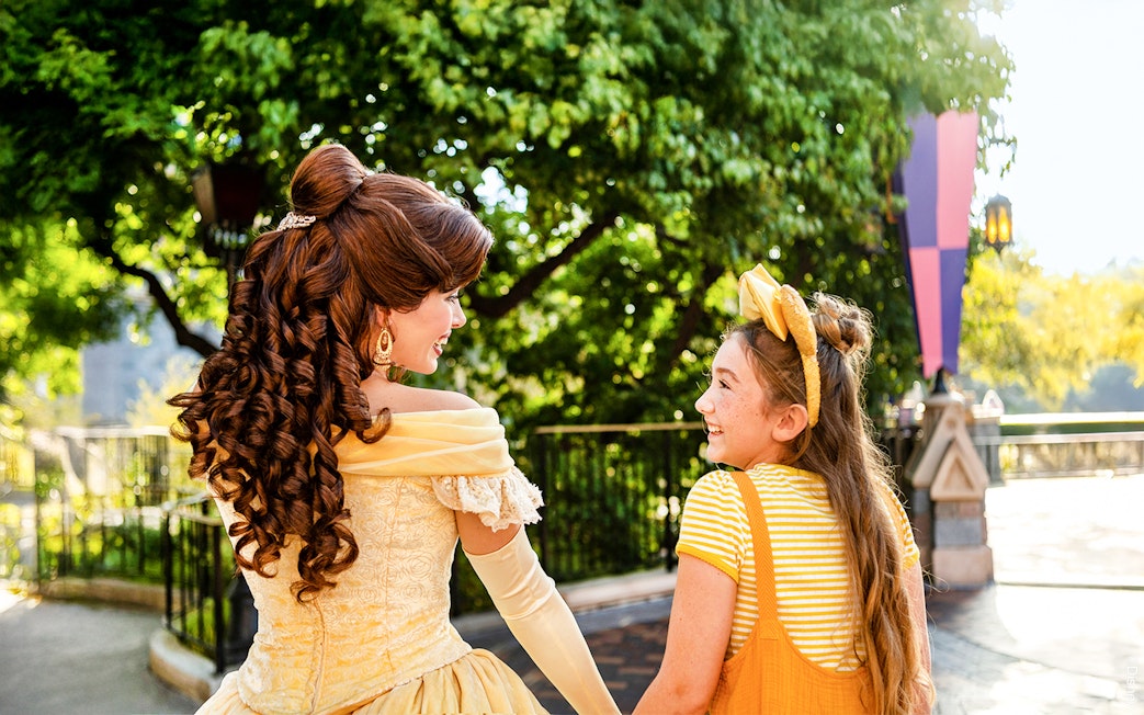 Child meeting a princess at Disneyland Park, California.
