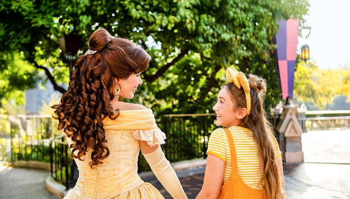 Child meeting a princess at Disneyland Park, California.