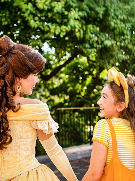 Child meeting a princess at Disneyland Park, California.