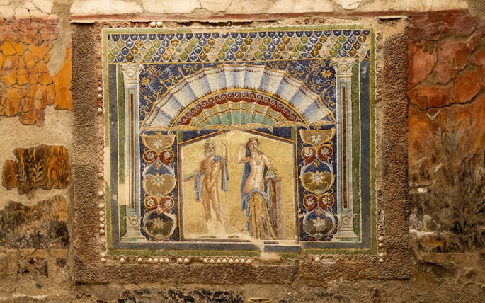 Roman mosaic depicting Neptune and Amphitrite in the House of Neptune and Amphitrite.