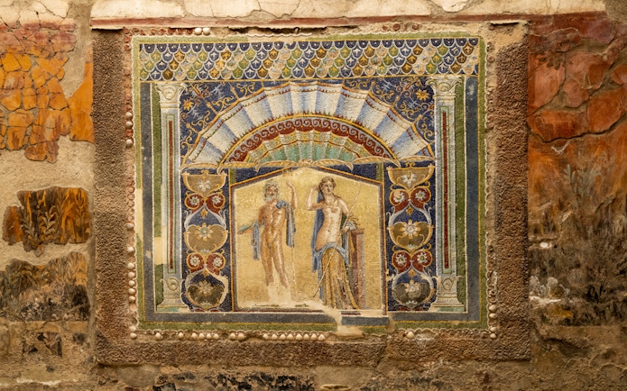 Roman mosaic depicting Neptune and Amphitrite in the House of Neptune and Amphitrite.