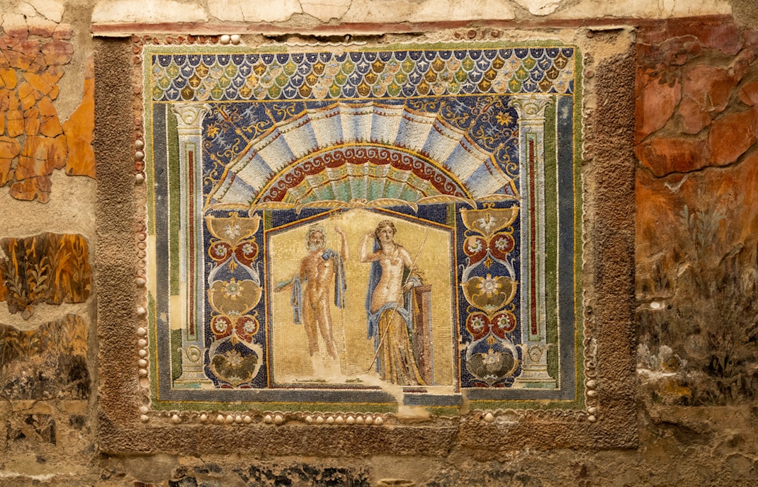 Roman mosaic depicting Neptune and Amphitrite in the House of Neptune and Amphitrite.