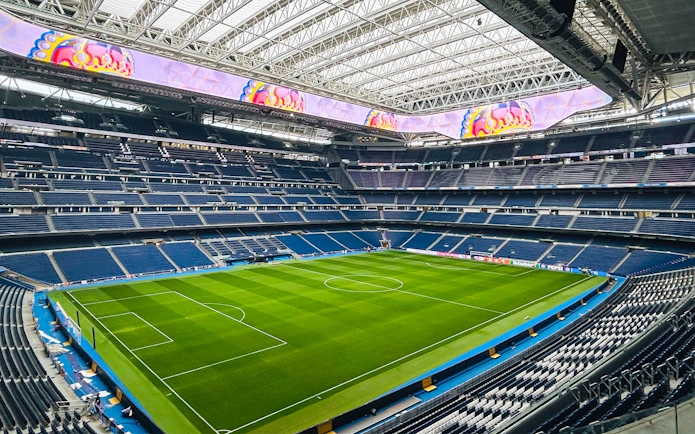 Santiago Bernabeu Stadium interior view during a private guided tour, Madrid.