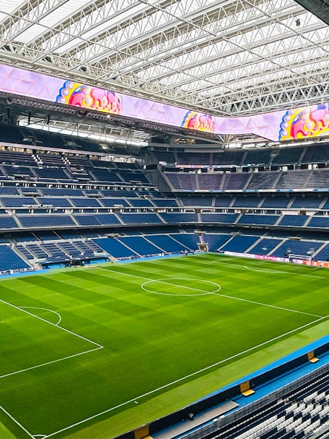 Santiago Bernabeu Stadium interior view during a private guided tour, Madrid.