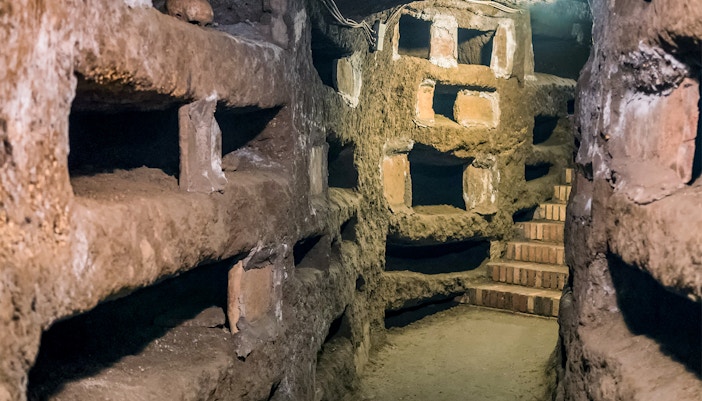 Catacombs of San Pancrazio under the basilica in Trastevere, Rome