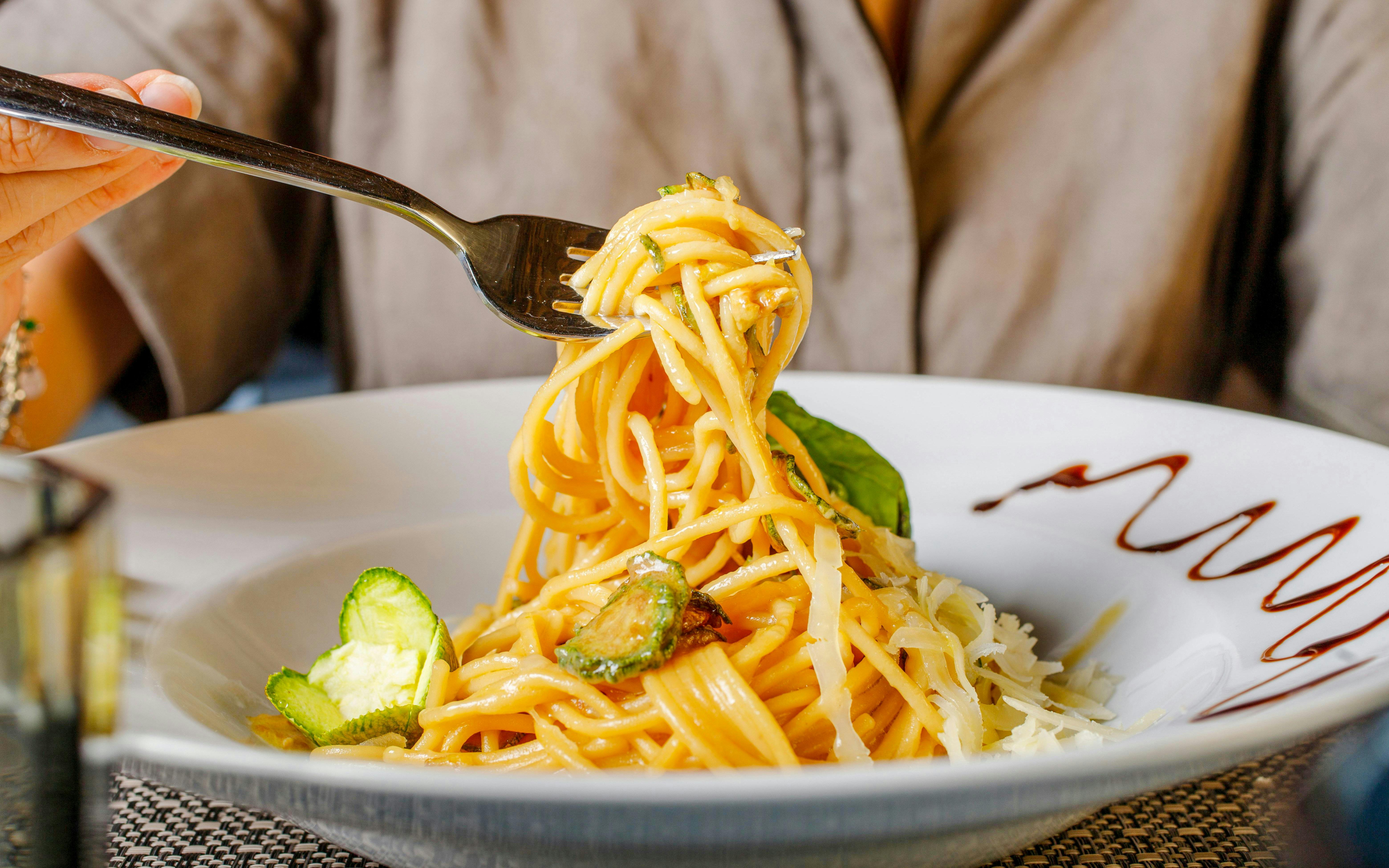 Pasta dish served at a restaurant near the Oceanographic Museum.