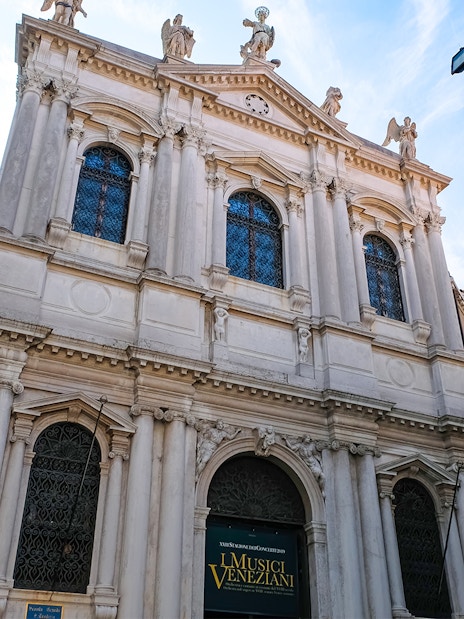 Scuola Grande di San Teodoro facade in Venice, Italy, showcasing ornate architecture.