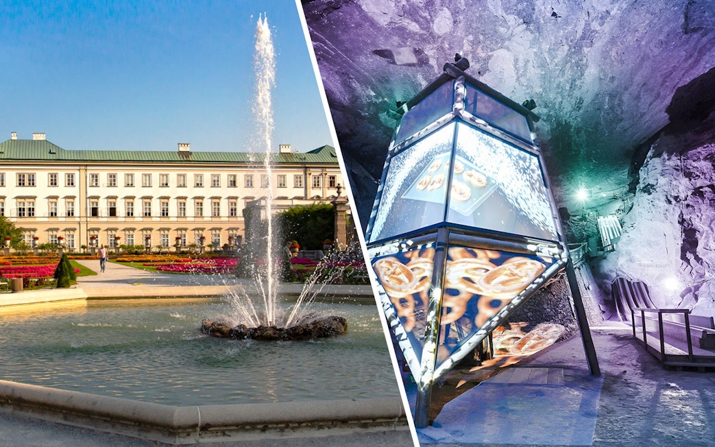 Berchtesgaden Salt Mine interior with illuminated display, Bavaria.