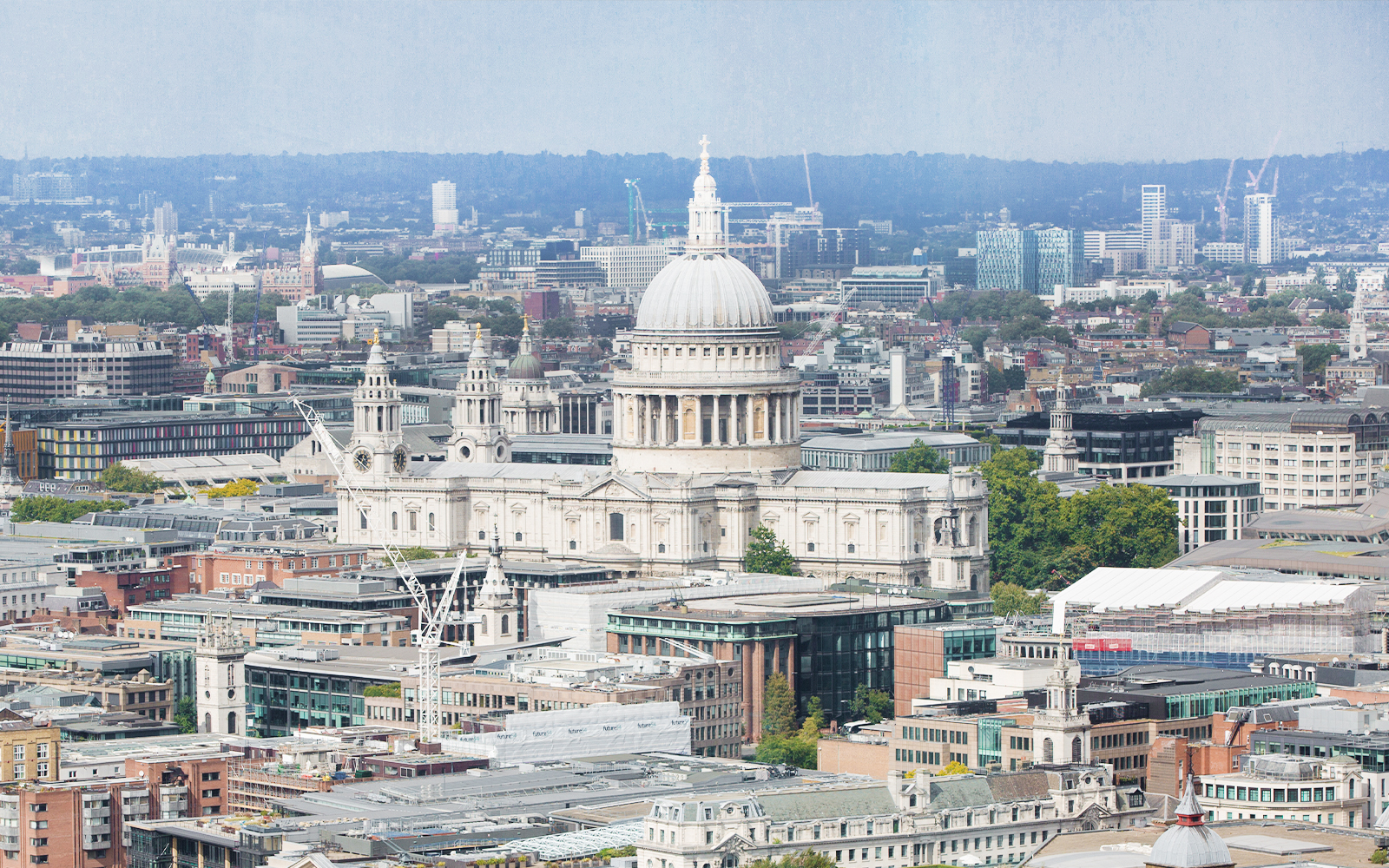 View of St. Paul's Cathedral from The Shard, London skyline.