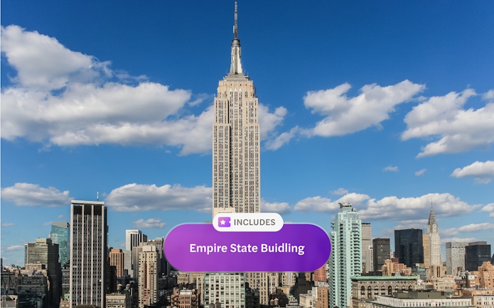 Empire State Building against blue sky, New York GoCity PASS.