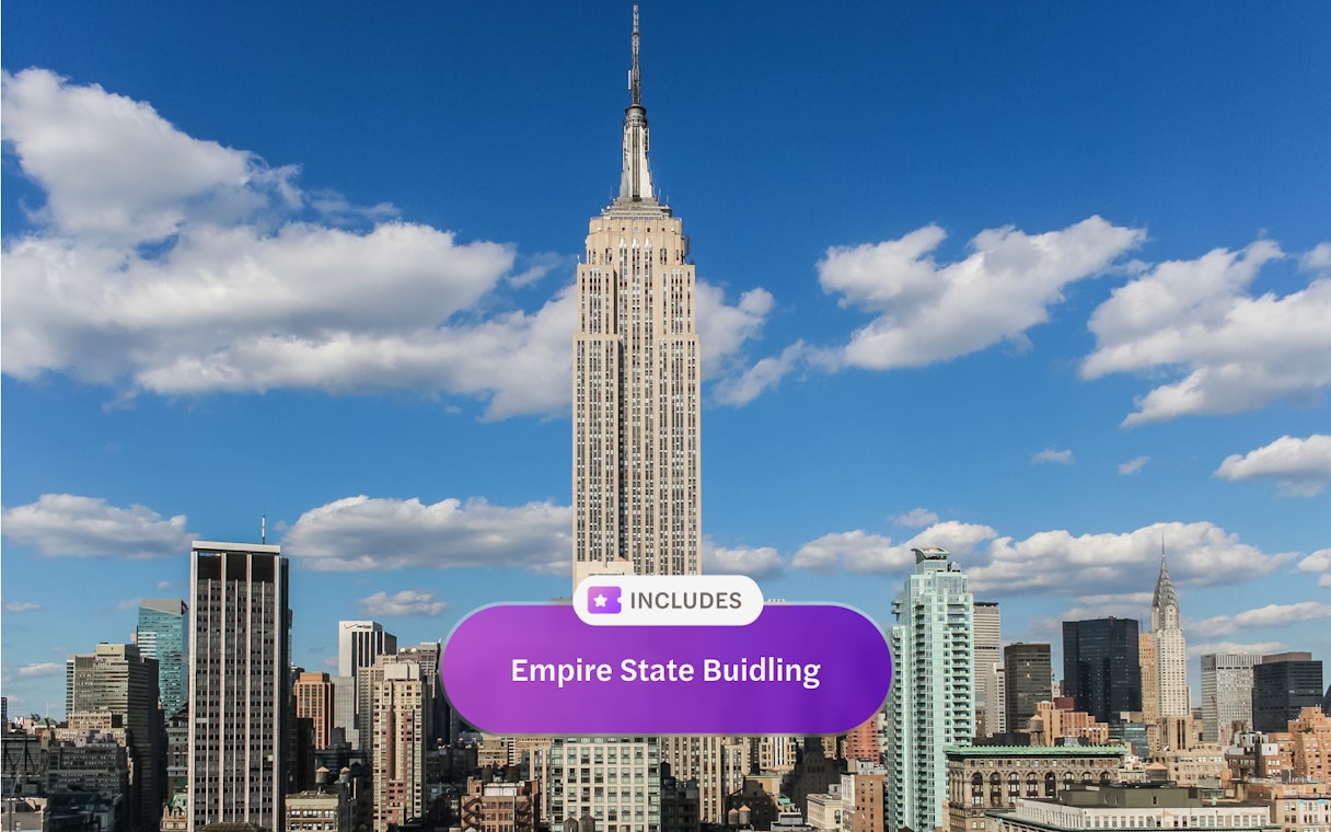 Empire State Building against blue sky, New York GoCity PASS.