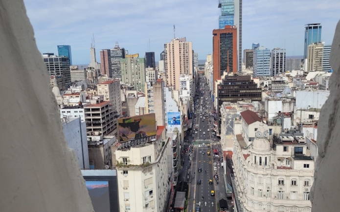 View of Buenos Aires cityscape from Obelisco, showcasing Avenida 9 de Julio.