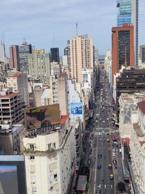 View of Buenos Aires cityscape from Obelisco, showcasing Avenida 9 de Julio.