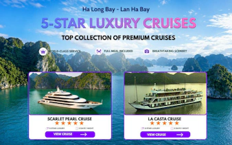 Lan Ha Bay 5-star cruise options with scenic limestone karsts and luxury ships.