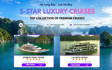 Lan Ha Bay 5-star cruise options with scenic limestone karsts and luxury ships.