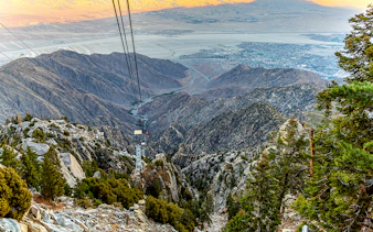 Palm Springs Aerial Tramway view over mountains and desert landscape.