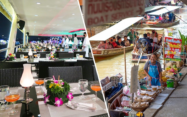 Combo: Chao Phraya Princess Cruise + Damnoen Saduak Floating Market & Maeklong Railway Market Guided Tour