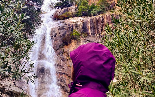 Waterfall view on Guided Cogas History and Culture Day Trek.