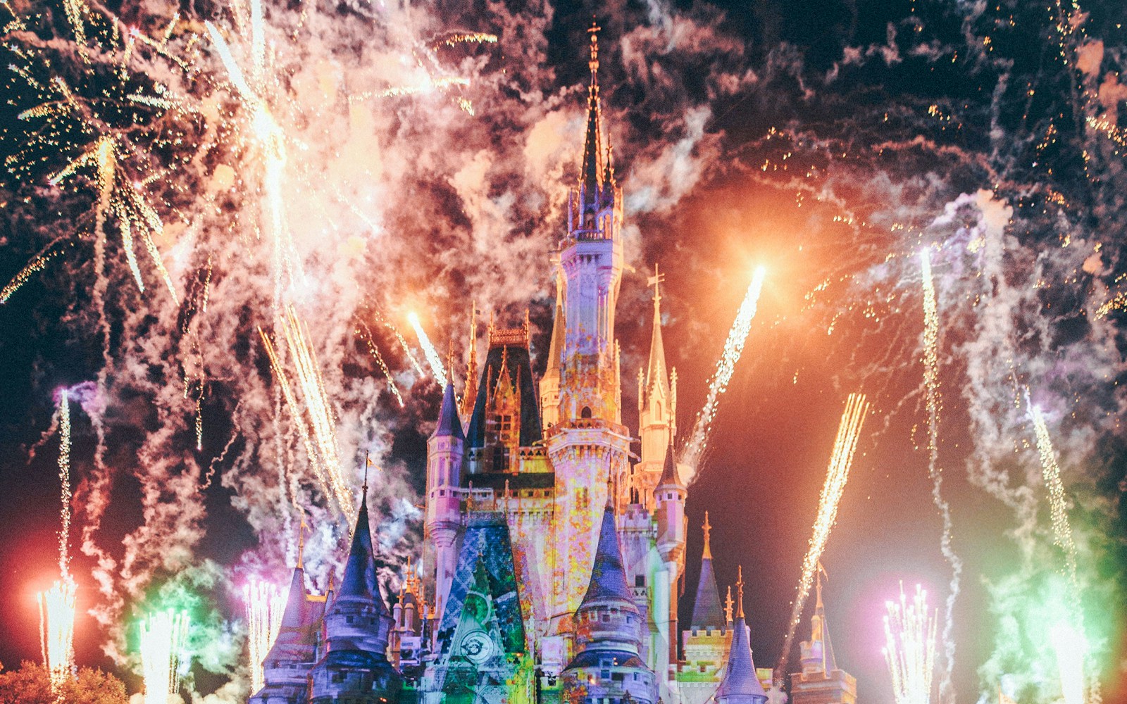 Nighttime fireworks at Disneyland Tokyo