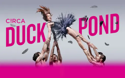 Acrobats performing a lift in Circa's Duck Pond show.