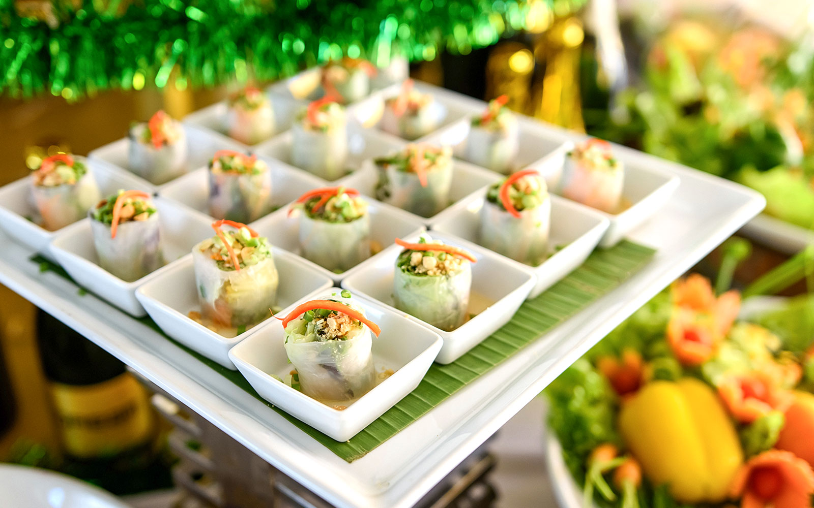 Spring rolls served at Sun World Fansipan Legend buffet.