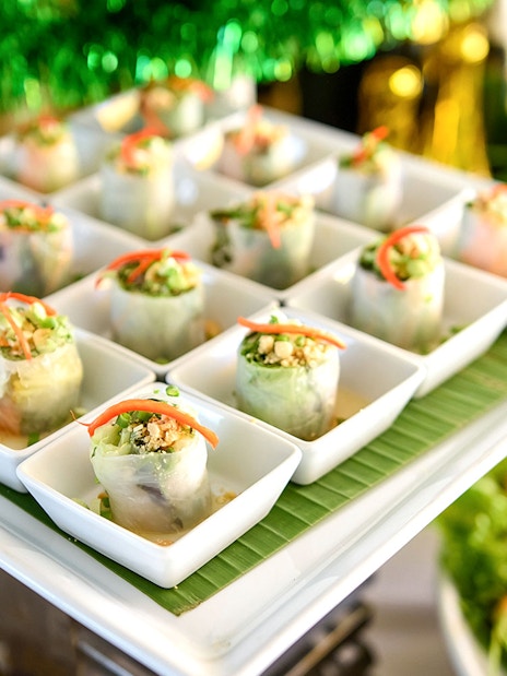 Spring rolls served at Sun World Fansipan Legend buffet.