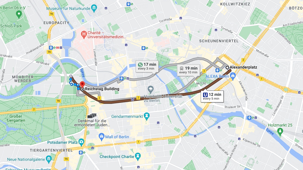 Getting to Reichstag via Metro Map