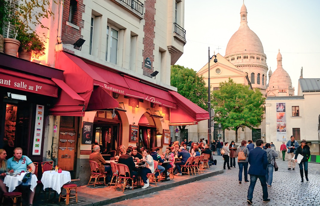 Aesthetic restaurant in Montmartre neighbourhood of Paris