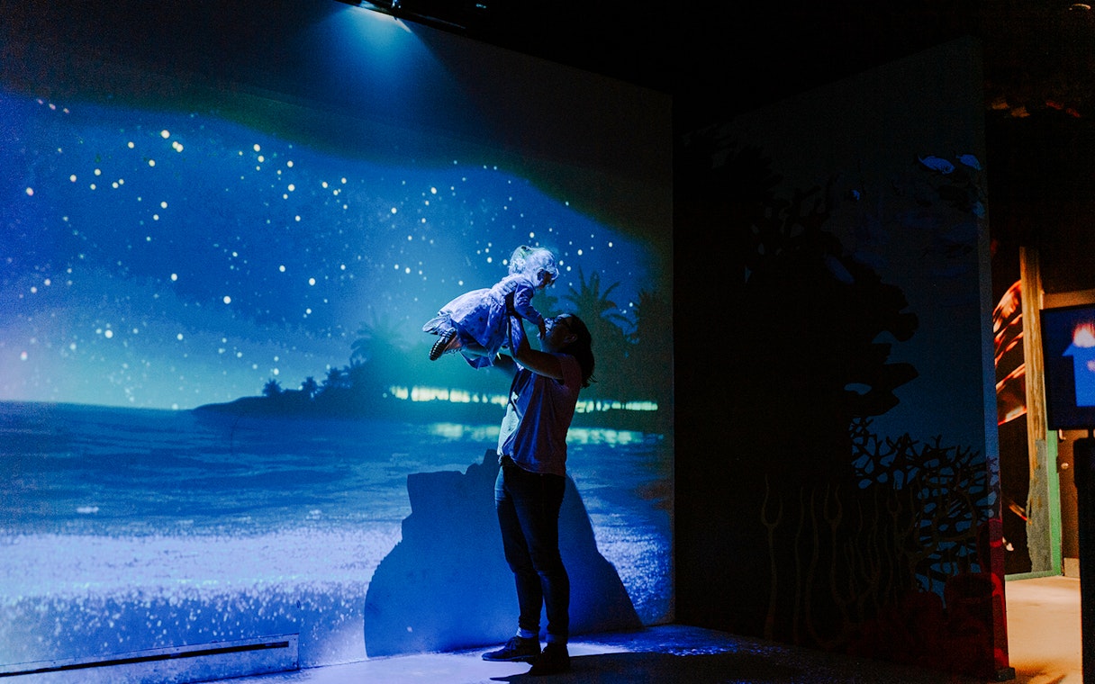 Guests enjoying interactive ocean display at SEA Life Brighton.