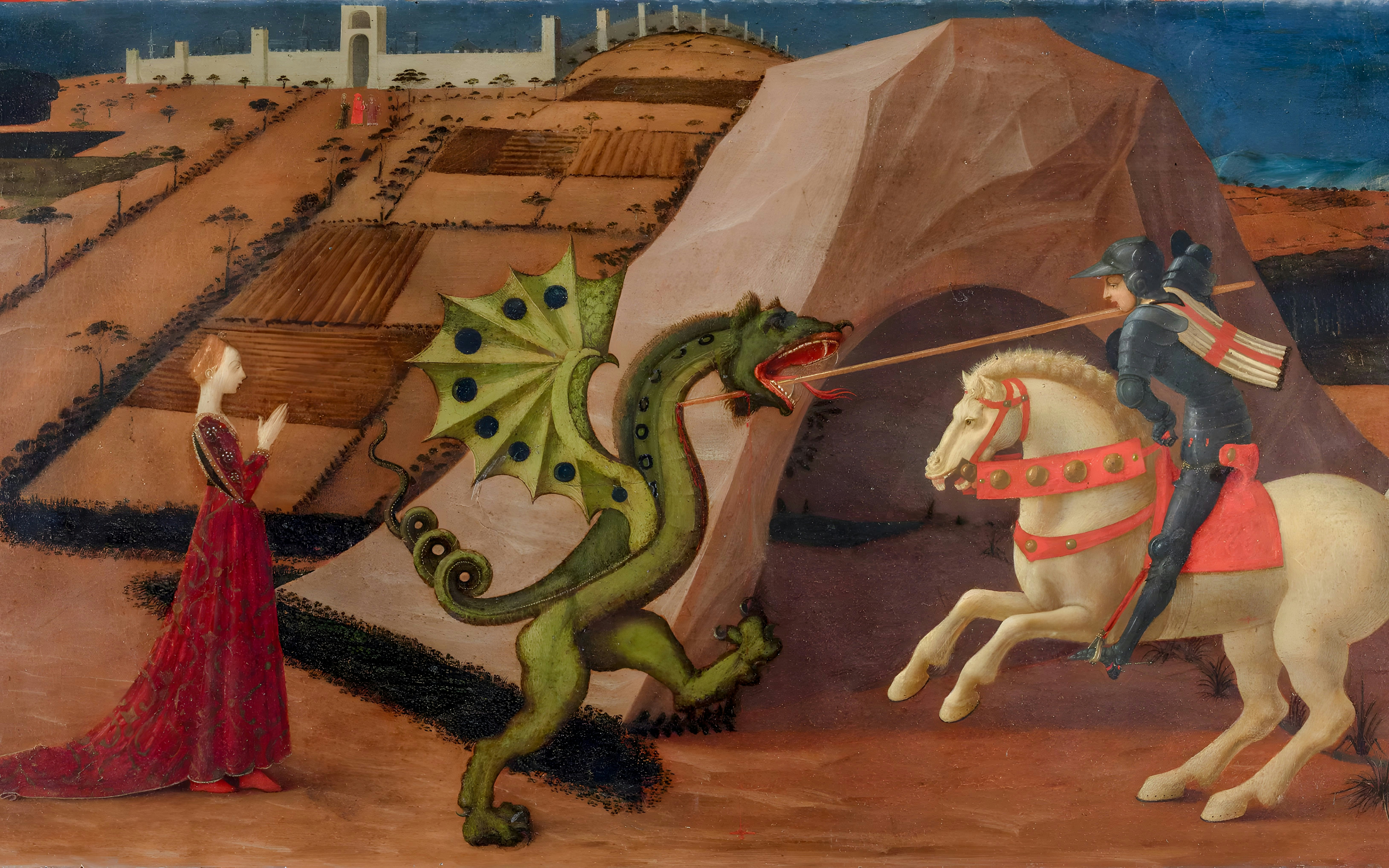 Saint George battling dragon, Jacquemart André Museum painting.